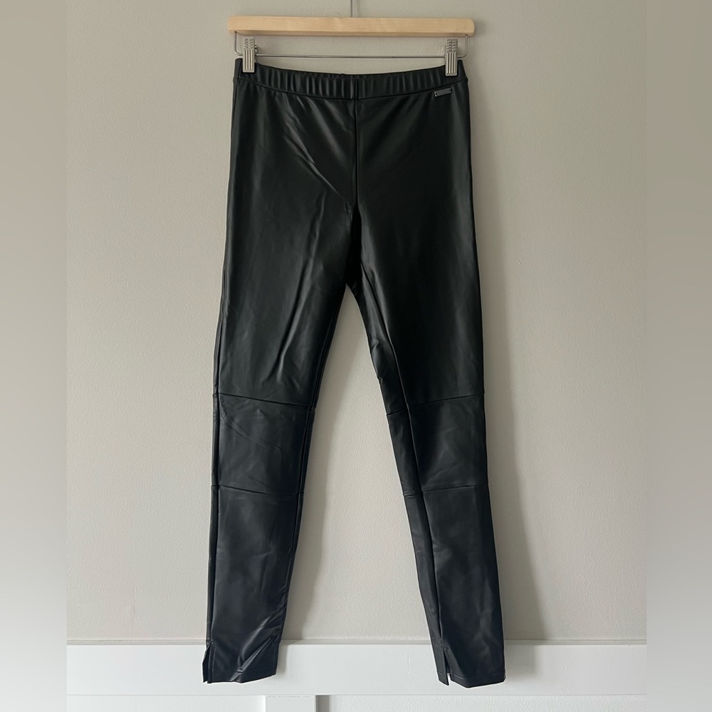 Adidas SLVR Faux Leather Leggings Black Size Small